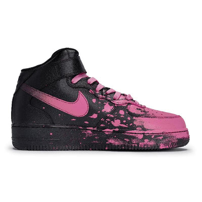 [Custom Team80 Male and Female Starlight Rose Red]  Air Force 1 Skateboard Shoes Unisex Mid-Top Rose Red