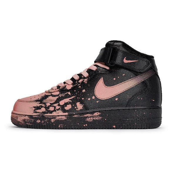 [Custom Team80 Male and Female Interstellar Flow Light Meat Powder]  Air Force 1 Skateboard Shoes Unisex Mid-Top Flesh Pink