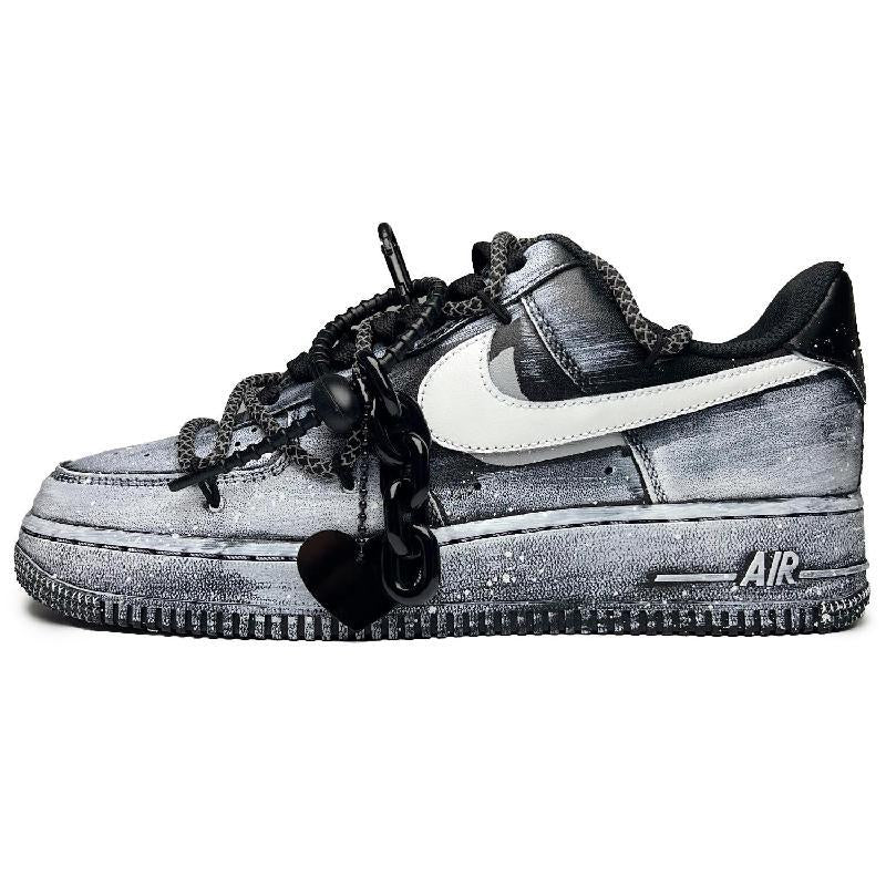[Custom The female style of the Magpie Bridge and the starry River]  Air Force 1 Skateboarding Shoes Women's Low-top Black/white/gray