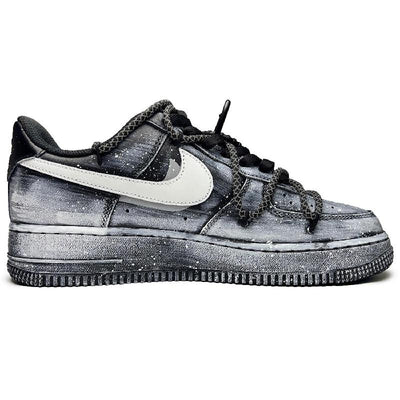 [Custom The female style of the Magpie Bridge and the starry River]  Air Force 1 Skateboarding Shoes Women's Low-top Black/white/gray