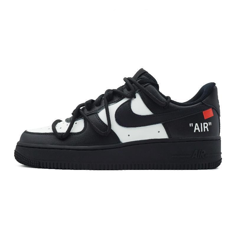 [Custom Women's black and white checkered style]  Air Force 1 Skateboard Shoes Women's Low-Top Black/White