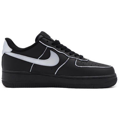 [Custom Women's quick silver]  Air Force 1 Skateboarding Shoes Women's Low-top Black/Sliver