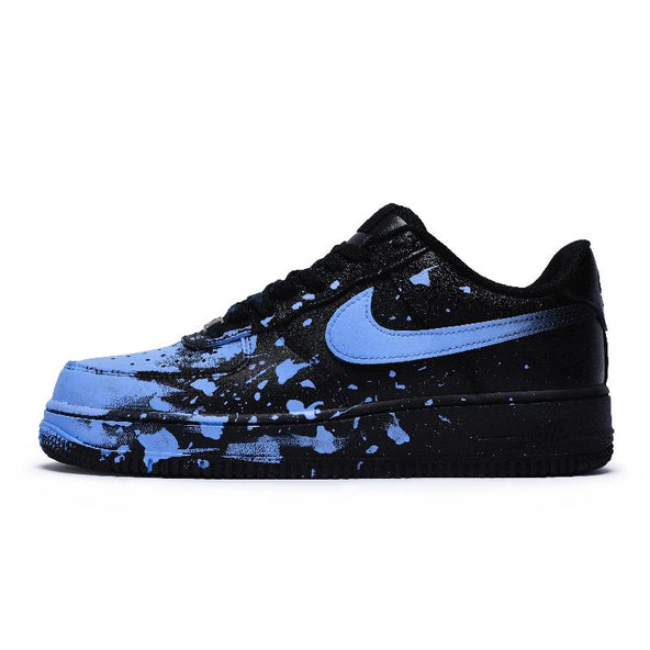 [Custom Women's crazy graffiti blue]  Air Force 1 Skateboard Shoes Women's Low-Top Black/Blue
