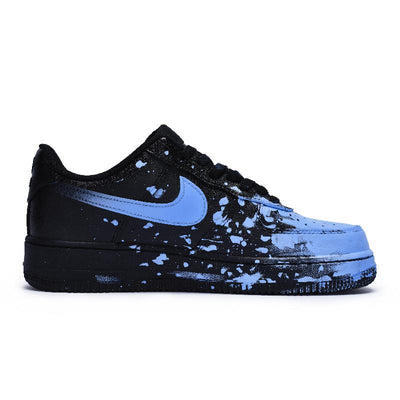 [Custom Women's crazy graffiti blue]  Air Force 1 Skateboard Shoes Women's Low-Top Black/Blue