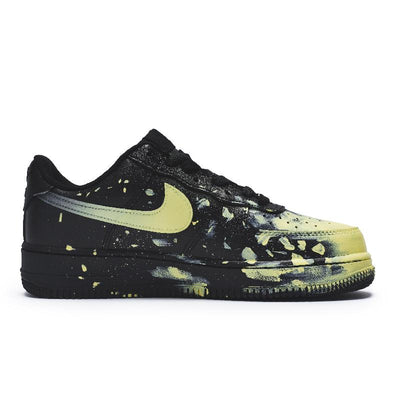 [Custom Women's crazy graffiti yellow]  Air Force 1 Skateboard Shoes Women's Low-Top Black/Yellow