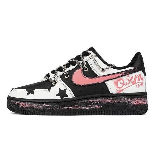 [Custom Women's low-top Y2K sneakers in black pink]  Air Force 1 Skateboarding Shoes Women's