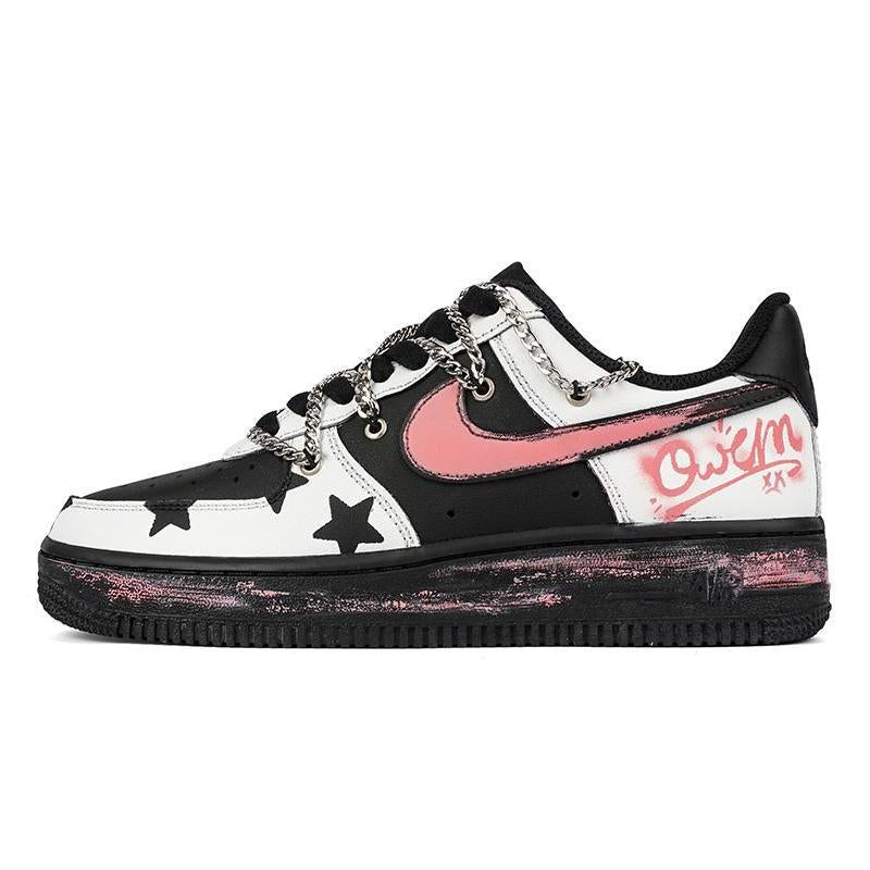 [Custom Women's low-top Y2K sneakers in black pink]  Air Force 1 Skateboarding Shoes Women's