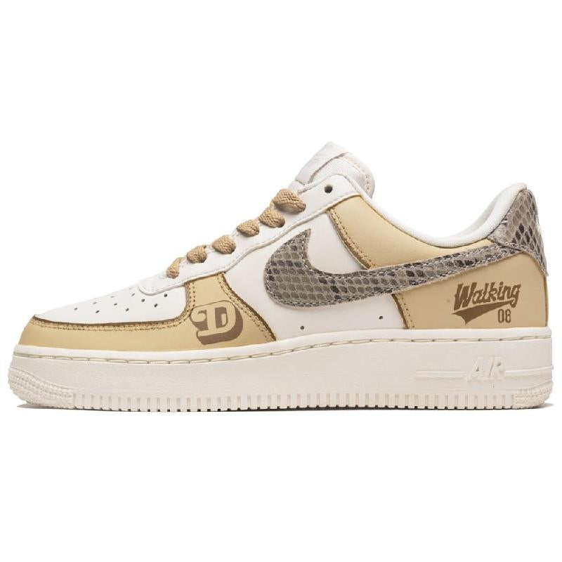 [Custom Snake pattern Maillard]  Air Force 1 Skateboarding Shoes Women's