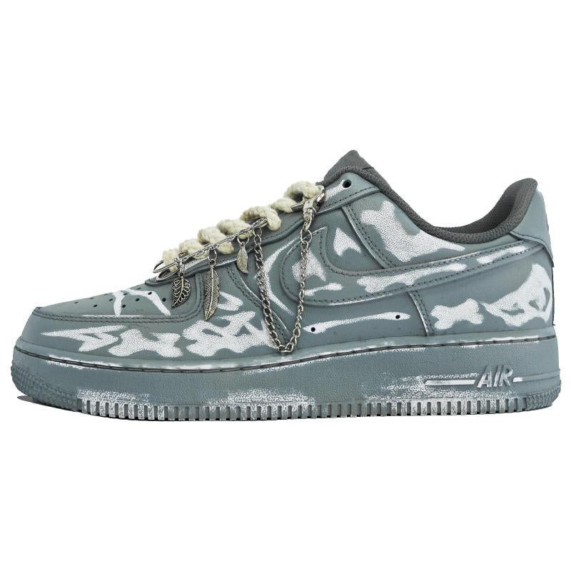 [Custom Women's scratch-off card gray QD]  Air Force 1 Skateboarding Shoes Women's