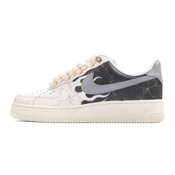 [Custom Thick hemp rope for vintage motorcycles of the Air Force]  Air Force 1 Skateboarding Shoes Women's Low-top White/black/gray