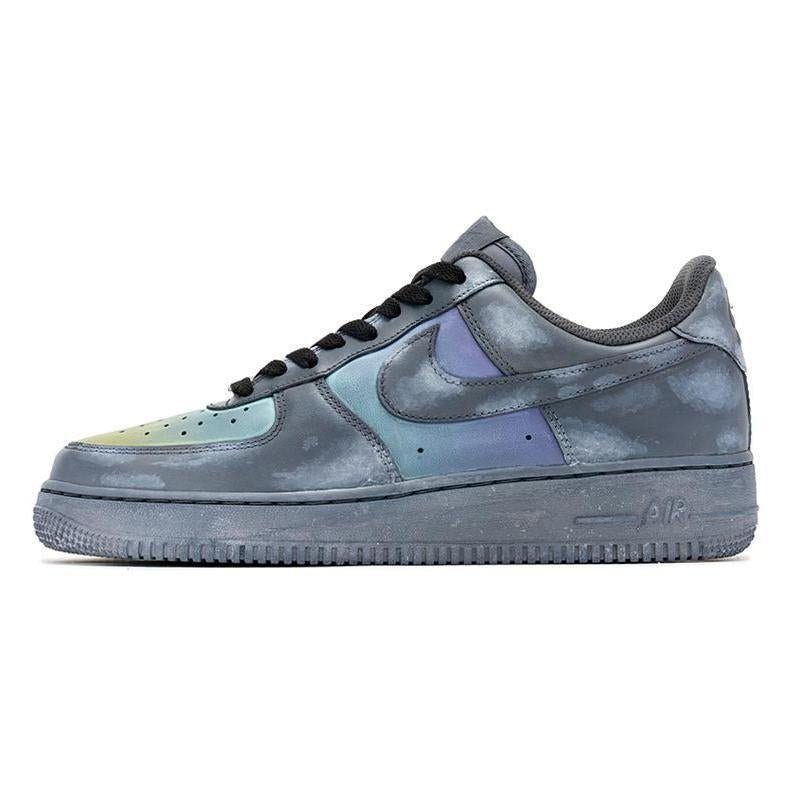 [Custom Women's gradient cloud grayish blue]  Air Force 1 Skateboarding Shoes Women's Low-top Grey/Blue
