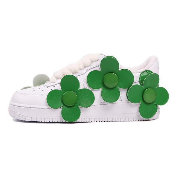 [Custom Women's green small flowers]  Air Force 1 Skateboarding Shoes Women's