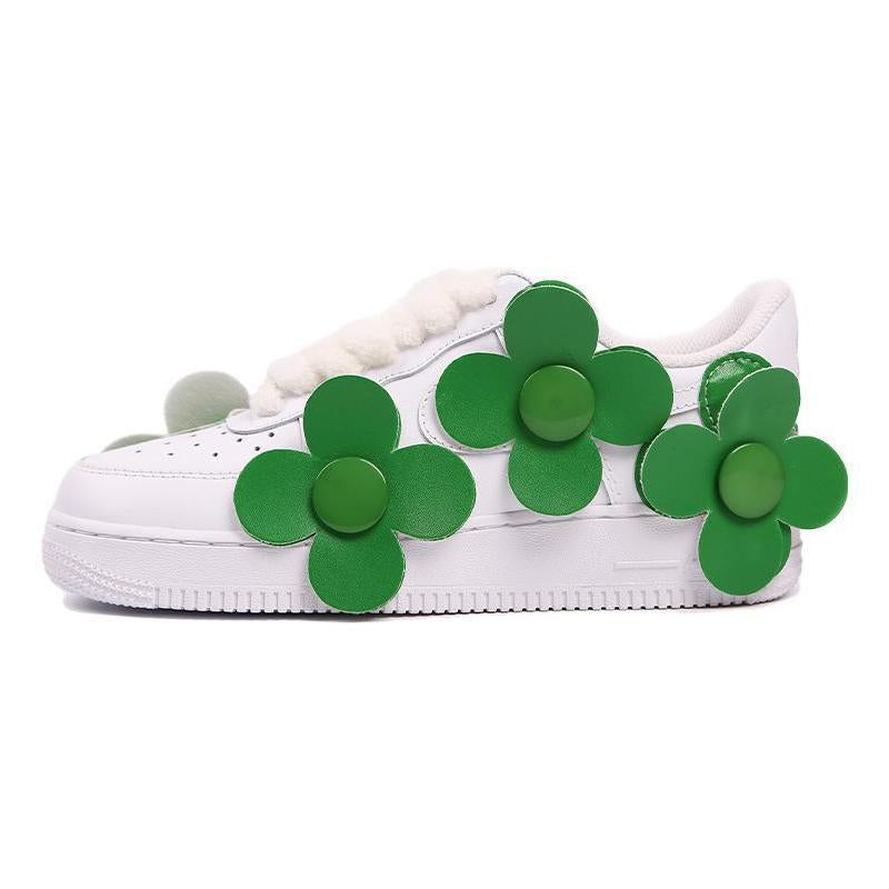 [Custom Women's green small flowers]  Air Force 1 Skateboarding Shoes Women's