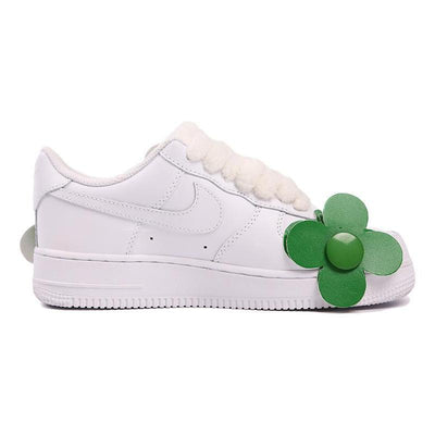 [Custom Women's green small flowers]  Air Force 1 Skateboarding Shoes Women's