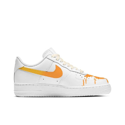 [Custom Sunset Flying Car]  Air Force 1 Skateboarding Shoes Women's Low-top White/Orange