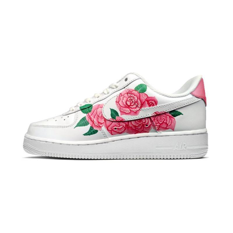 [Custom Women's pink flowers]  Air Force 1 Skateboarding Shoes Women's