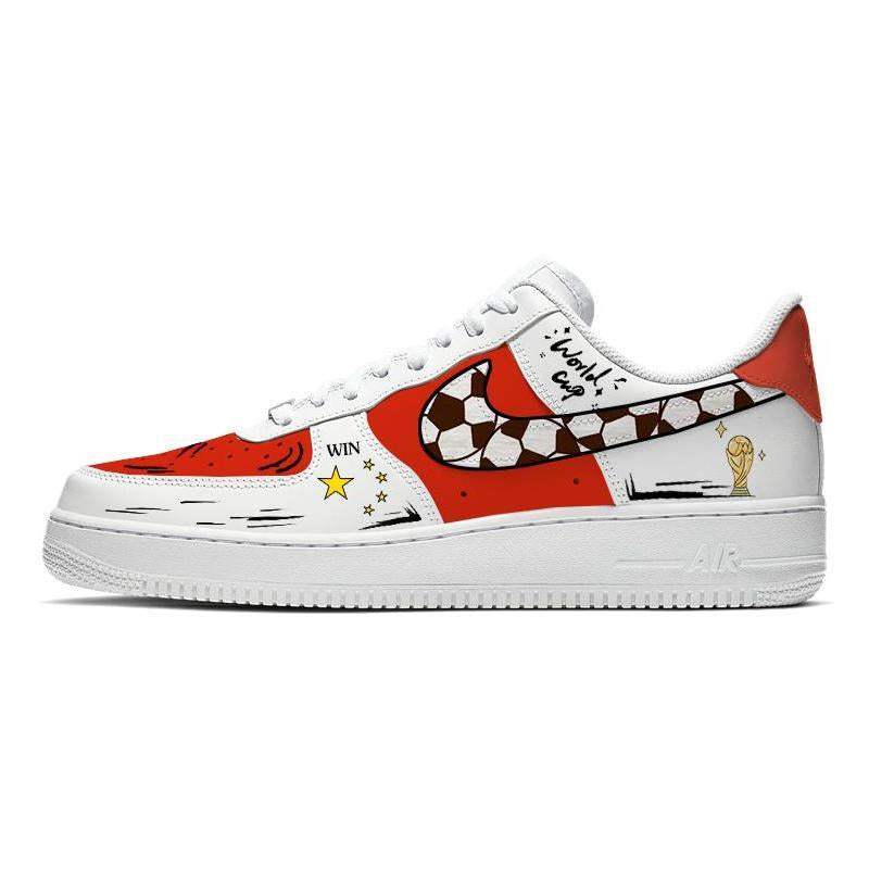 [Custom The Chinese team]  Air Force 1 Skateboarding Shoes Women's Low-top Red/white