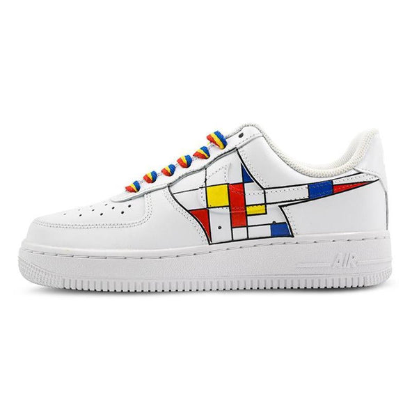 [Custom Women's Montrion QD]  Air Force 1 Skateboarding Shoes Women's Low-top White/Red/Blue/Yellow