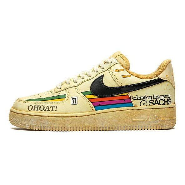 [Custom Women's striped coffee]  Air Force 1 Skateboarding Shoes Women's Low-top Beige
