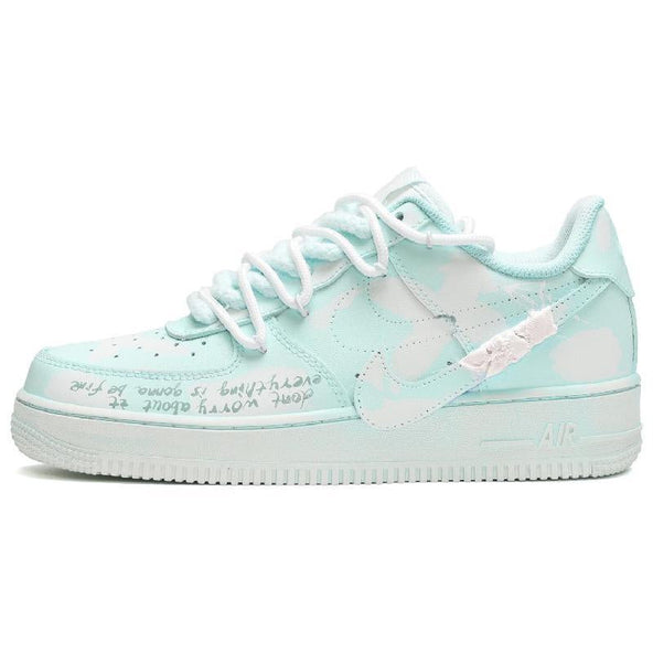 [Custom Women's scratch-off card with a cross in white and green]  Air Force 1 Skateboarding Shoes Women's