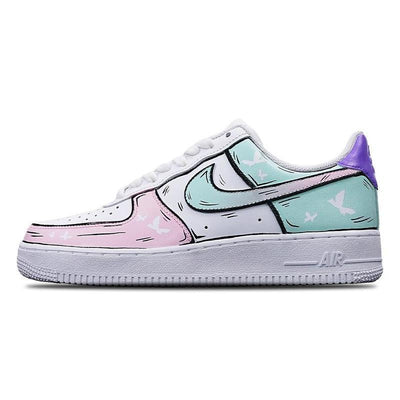 [Custom The female butterfly is green, pink and white]  Air Force 1 Skateboarding Shoes Women's Low-top Green/pink/white