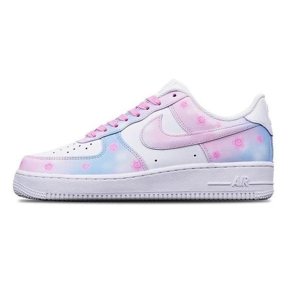 [Custom Women's Sakura]  Air Force 1 Skateboarding Shoes Women's Low-top Blue/pink