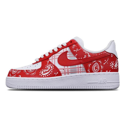 [Custom The checkered cashew fruit flowers are red]  Air Force 1 Skateboarding Shoes Women's