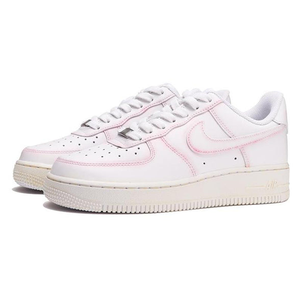 [Custom Women's aged white powder QD]  Air Force 1 Skateboarding Shoes Women's Low-top White/powder