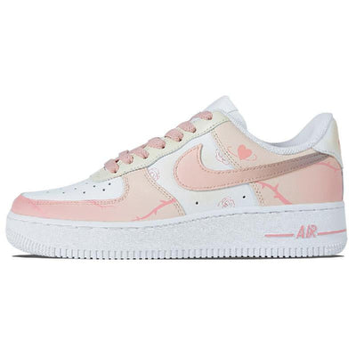 [Custom The heart-fluttering rose is pink and white]  Air Force 1 Skateboarding Shoes Women's