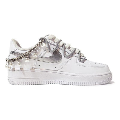 [Custom Women's denim patch is white and blue]  Air Force 1 Skateboarding Shoes Women's