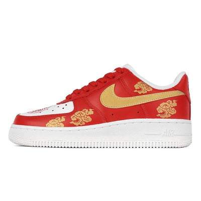 [Custom Women's low-top Xiangyun wedding shoes in red gold]  Air Force 1 Skateboarding Shoes Women's