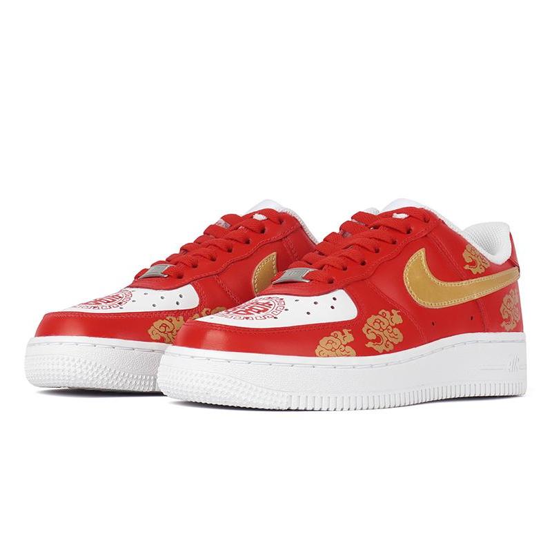 [Custom Women's low-top Xiangyun wedding shoes in red gold]  Air Force 1 Skateboarding Shoes Women's