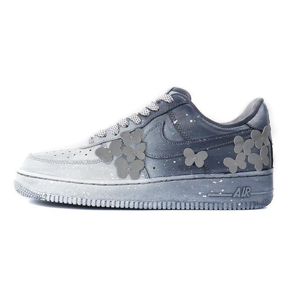 [Custom The women's style is dyed in a starry grey with butterflies]  Air Force 1 Skateboarding Shoes Women's