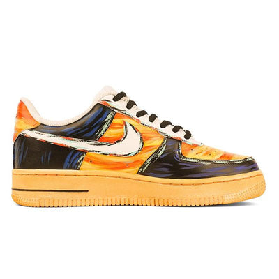 [Custom The women's color graffiti sneakers are yellow and black]  Air Force 1 Skateboarding Shoes Women's Low-top Yellow/black