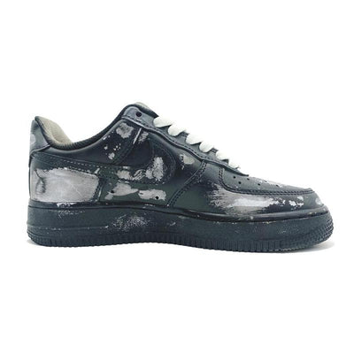 [Custom Women's style with aged scratches in black]  Air Force 1 Skateboarding Shoes Women's Low-top Black