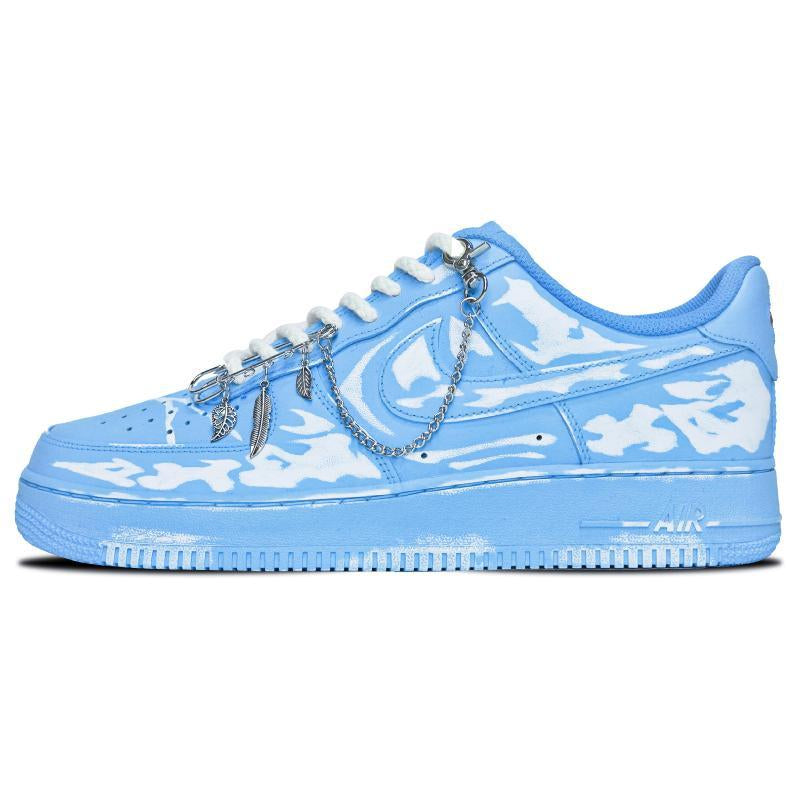 [Custom Women's dyed scratch-off bone pattern chain]  Air Force 1 Skateboarding Shoes Women's