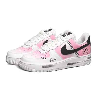 [Custom Sweet Bandage]  Air Force 1 Skateboard Shoes Women's Low-Top White/Black/Pink