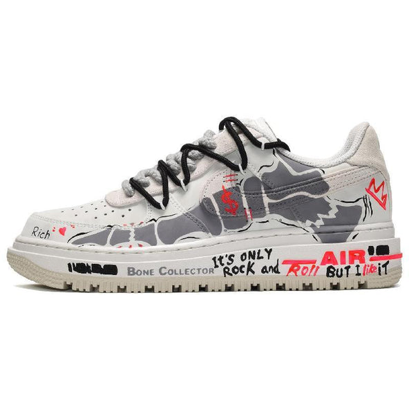 [Custom The symbols for men's money are black, gray and red]  Air Force 1 Skateboarding Shoes Men