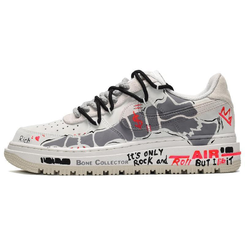 [Custom The symbols for men's money are black, gray and red]  Air Force 1 Skateboarding Shoes Men