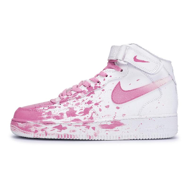 [Custom The female thief's heart was captured at the scene]  Air Force 1 Skateboard Shoes Women's Mid-Top Pink