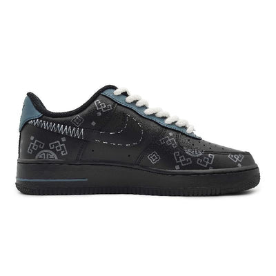 [Custom The Silk Road for women]  Air Force 1 Skateboarding Shoes Women's Low-top Blue/Silver