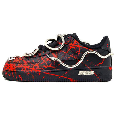 [Custom The female version of the Soaring Snake]  Air Force 1 Skateboarding Shoes Women's Low-top Black/Red