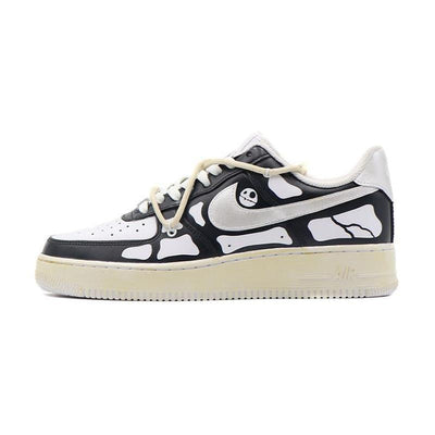 [Custom The skull's toes are black and white]  Air Force 1 Skateboarding Shoes Women's Low-top Black/white