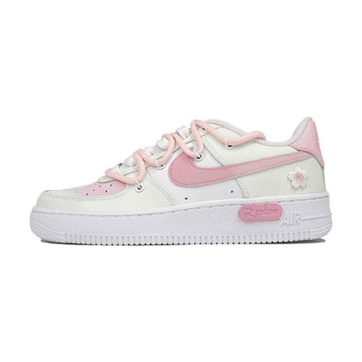 [Custom Women's blue cherry blossom pinkish-green]  Air Force 1 Skateboarding Shoes Women's