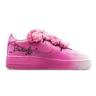 [Custom Women's butterfly and rose black pink]  Air Force 1 Skateboarding Shoes Women's