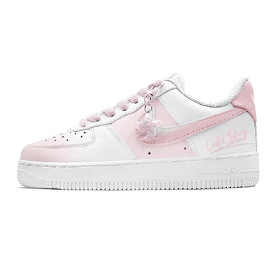 [Custom Summer Peach Peach]  Air Force 1 Skateboarding Shoes Women's Low-top Pink/white
