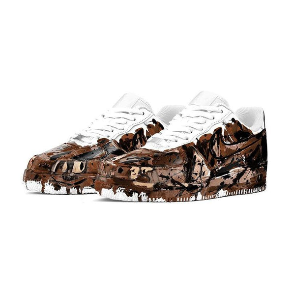 [Custom Women's ink-wash painting]  Air Force 1 Skateboarding Shoes Women's Low-top Brown/Black