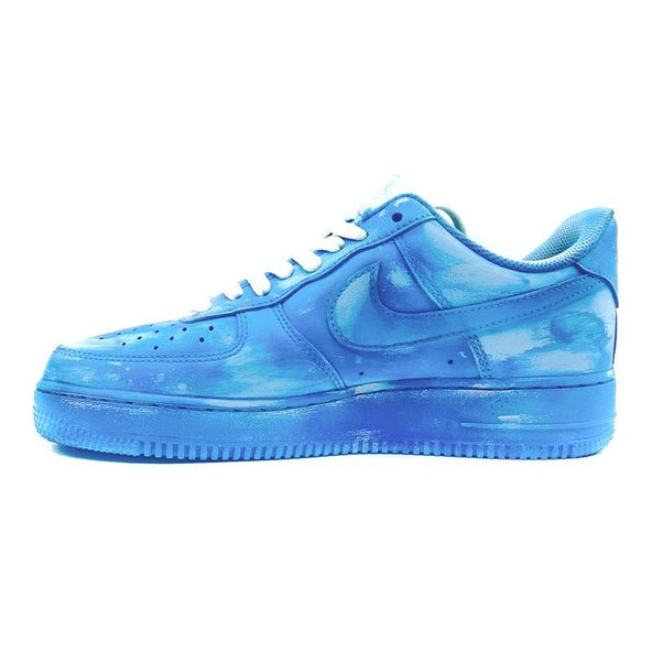 [Custom Women's dyed, scratched and aged blue Air force]  Air Force 1 Skateboarding Shoes Women's Low-top Blue