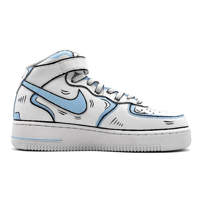 [Custom Women's dynamic 2D blue and gray style]  Air Force 1 Skateboarding Shoes Women's