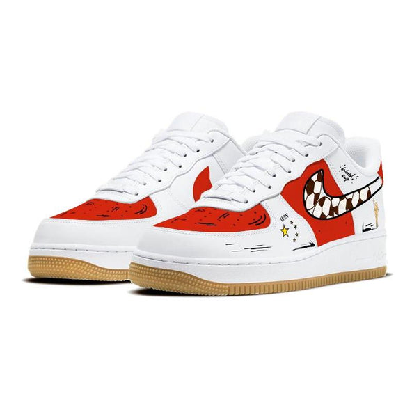 [Custom The Chinese team]  Air Force 1 Skateboarding Shoes Men Low-top Red/white